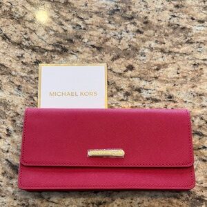 New Michael Kors Red Fuchsia Wallet Clutch